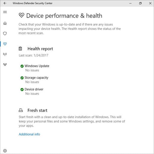 windows fresh start