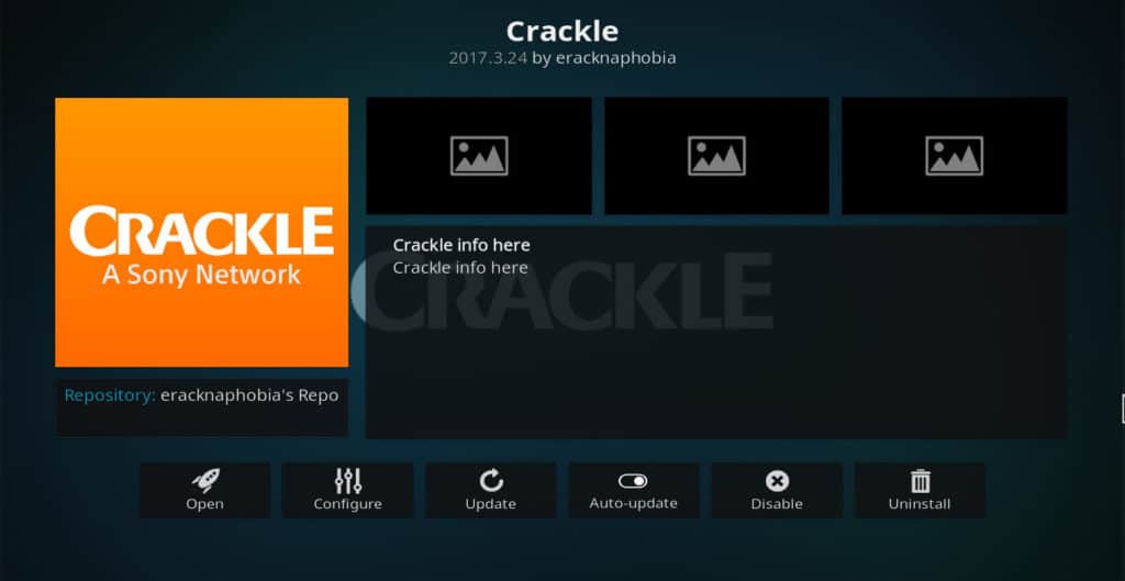 Crackle Kodi addon