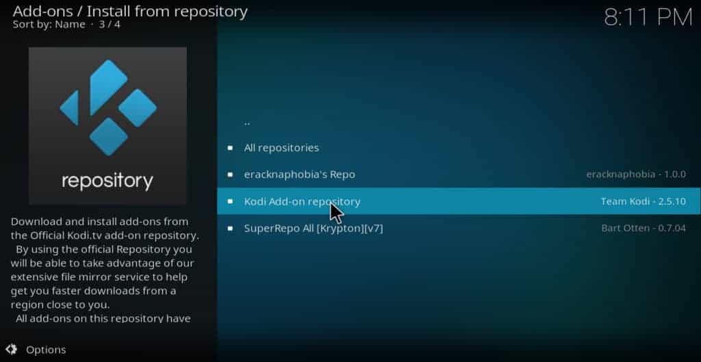 Kodi official repository