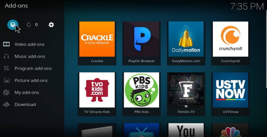 Kodi open box icon