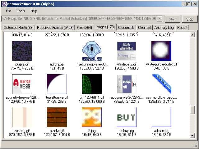 NetworkMiner screenshot