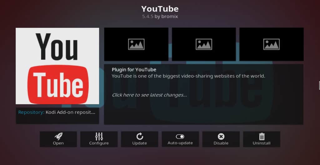 YouTube Kodi addon