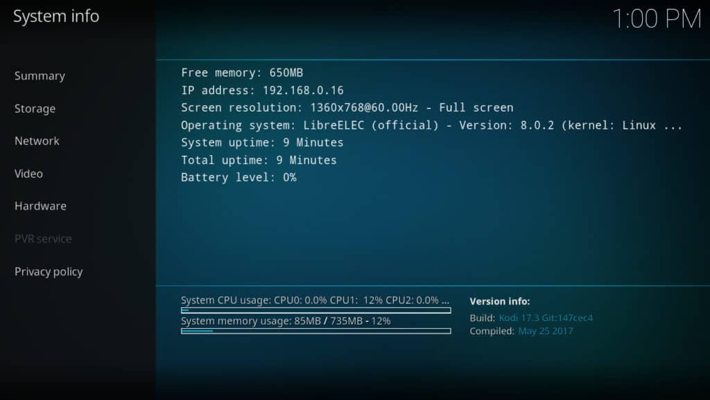 LibreELEC IP information
