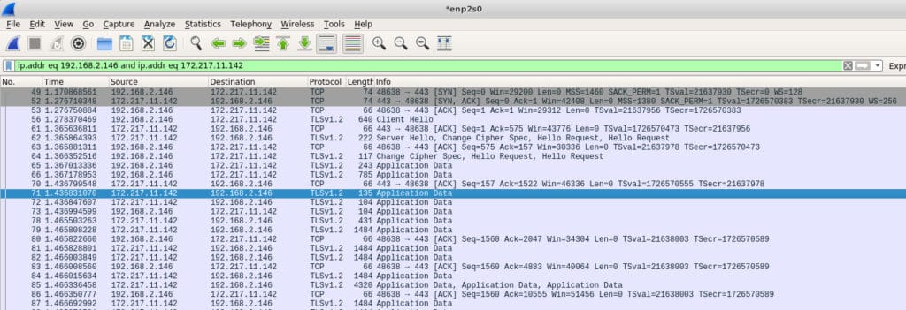 tcdump screenshot