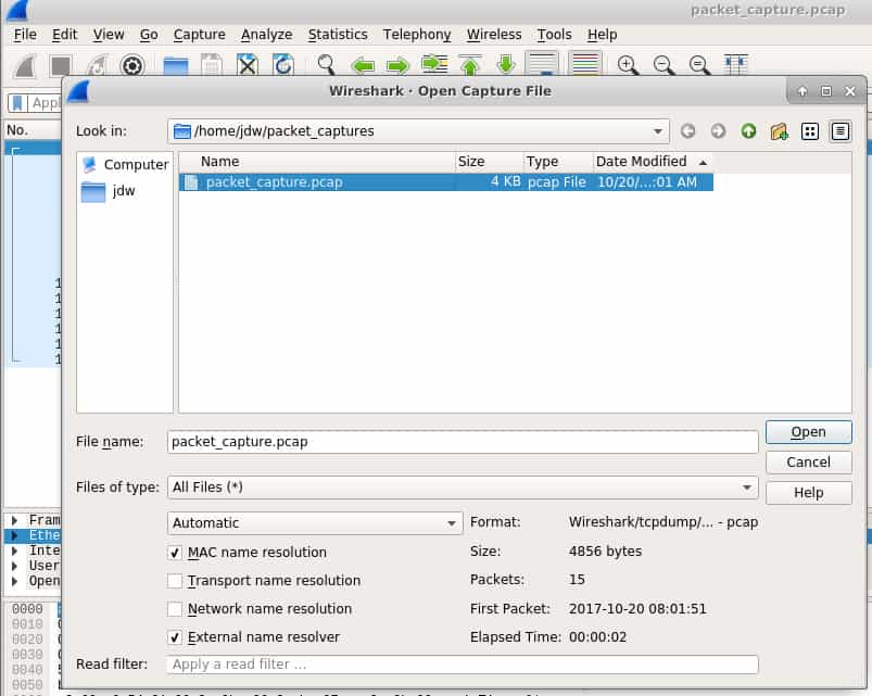 Wireshark capture file screenshot