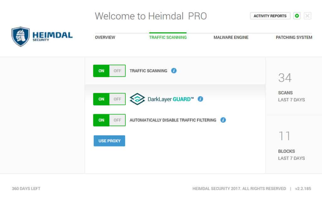 Traffic scanning Heimdal PRO