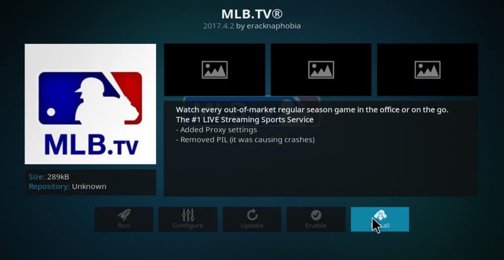 MLB.tv Kodi install