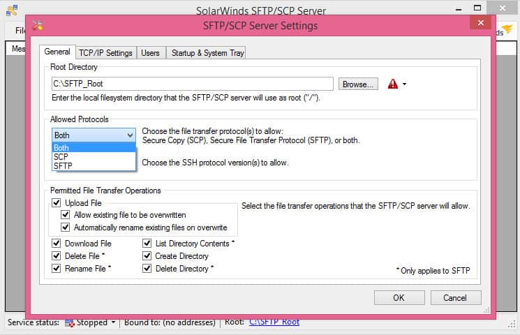 solarwinds-sftp-options