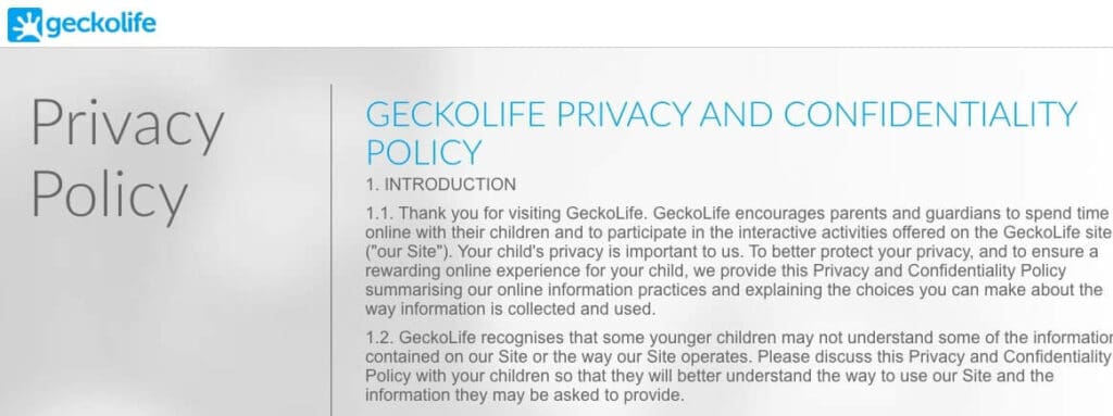 GeckoLife Privacy Policy.