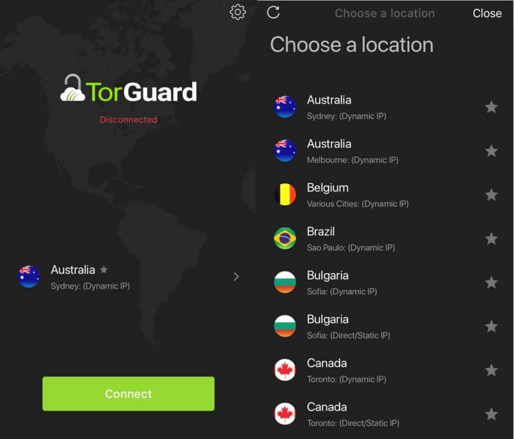Torguard mobile client.