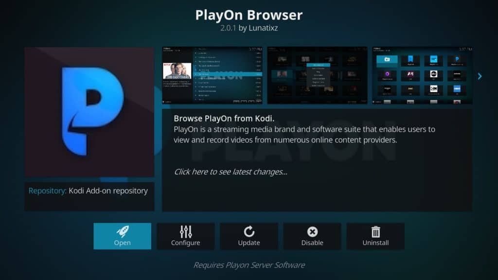 PlayOn browser Kodi addon
