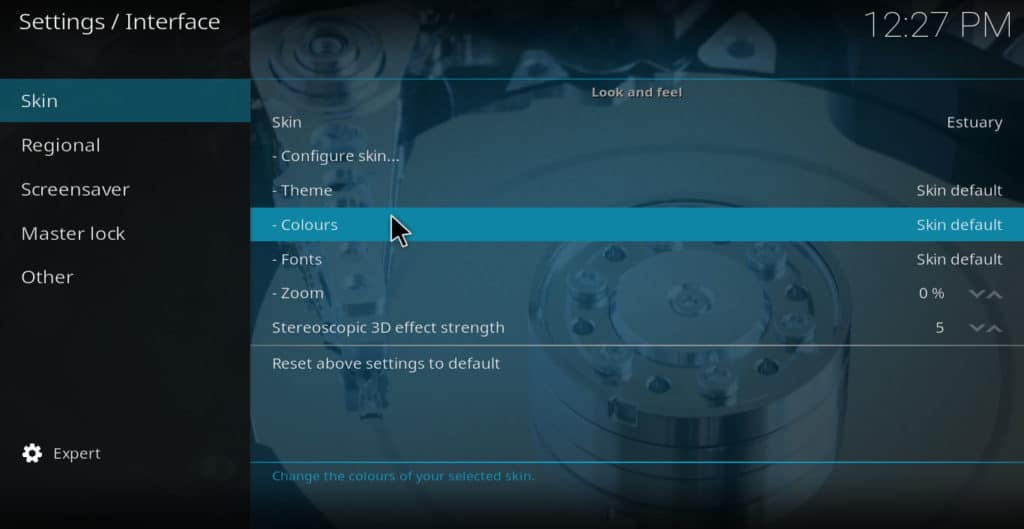 Kodi change colors step 1