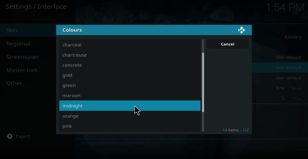 Kodi change colors step 2