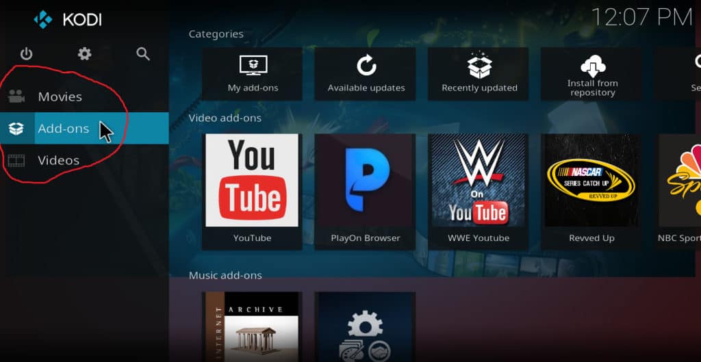 Kodi fewer menu items