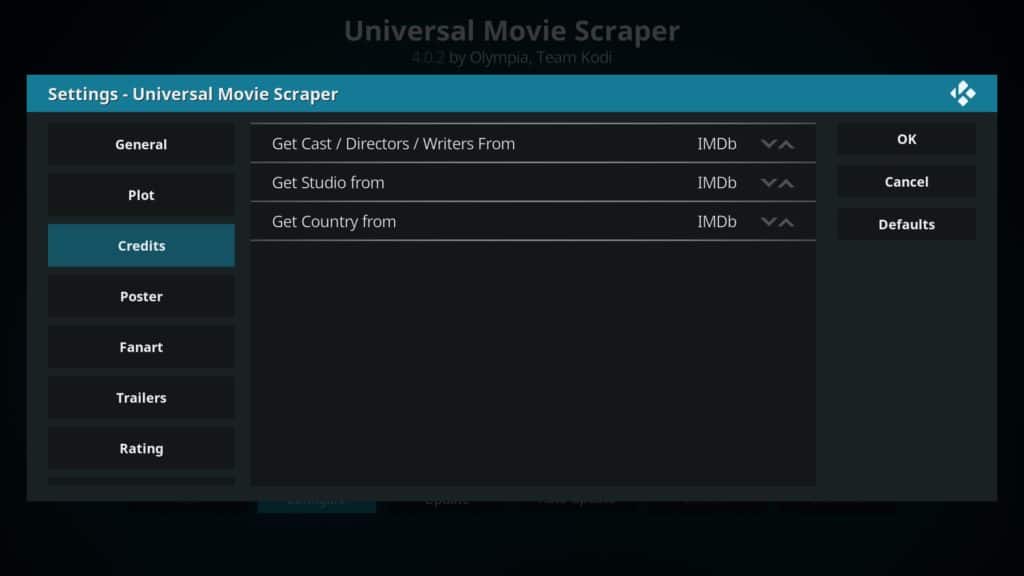 configuring universal movie scraper