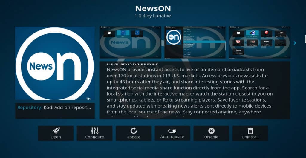 NewsOn Kodi addon