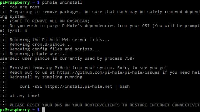 Block mobile ads with Pi-hole - Uninstalling Pi-hole