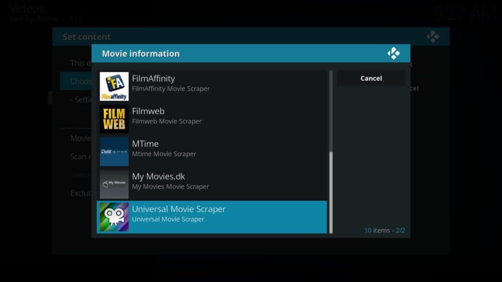 Choosing the right Kodi scraper