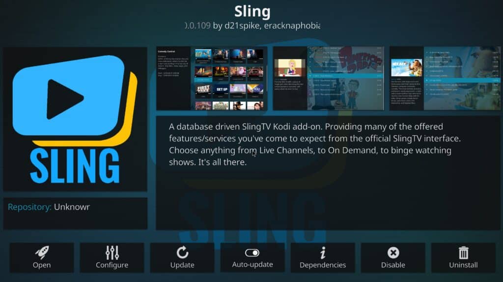 Sling TV Kodi Addon