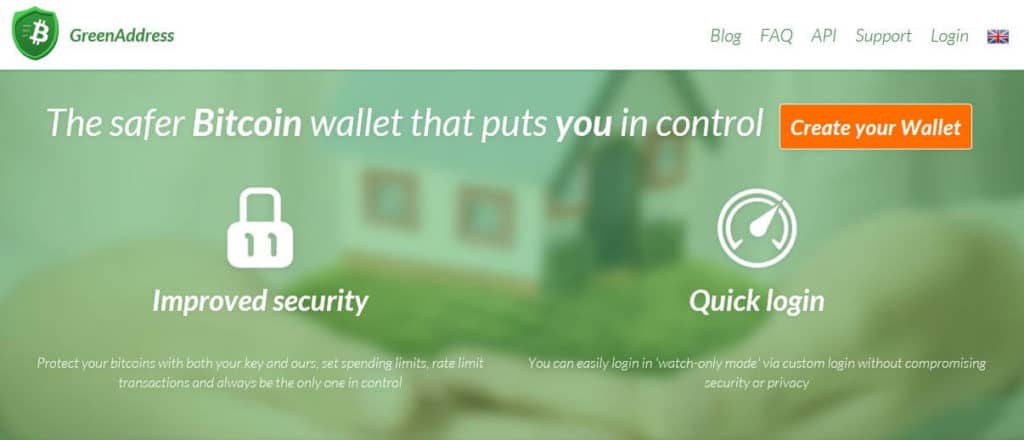 The GreenAddress homepage.