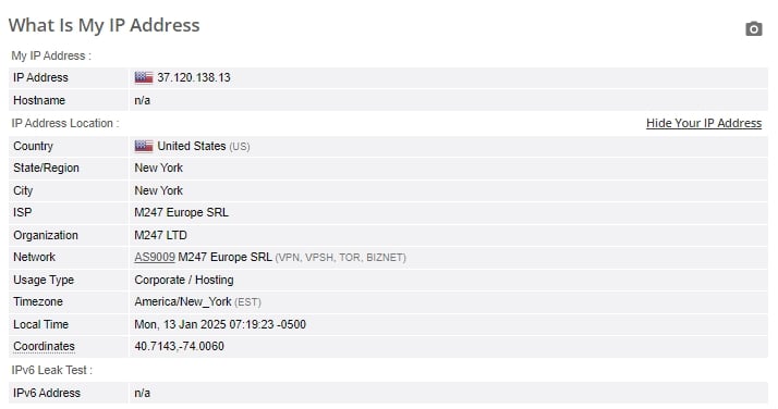 IP leak test.