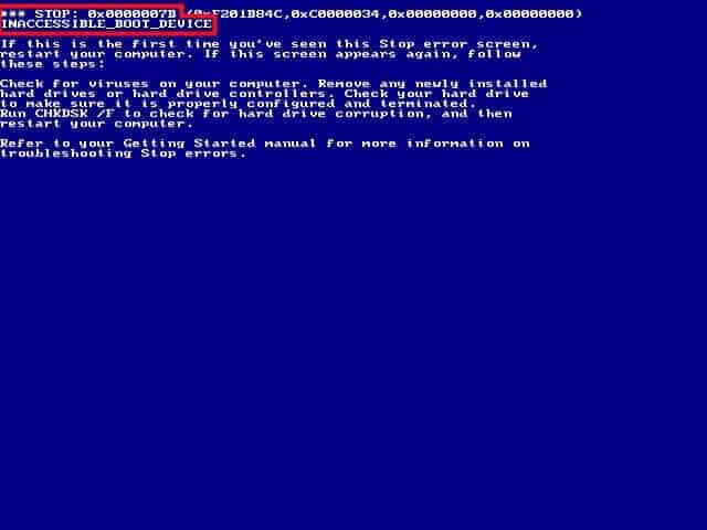 Windows Stop Error Screen