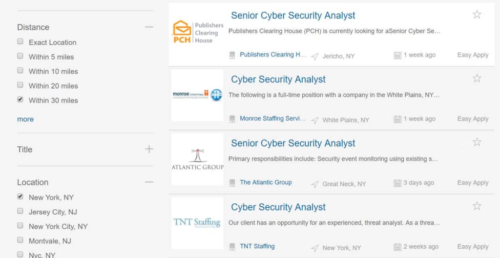 cyber security jobs