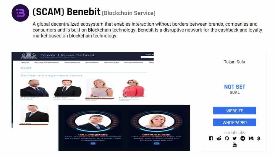 Images of Benebit from ICODrops.