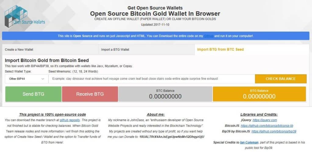 The btgwallet site.
