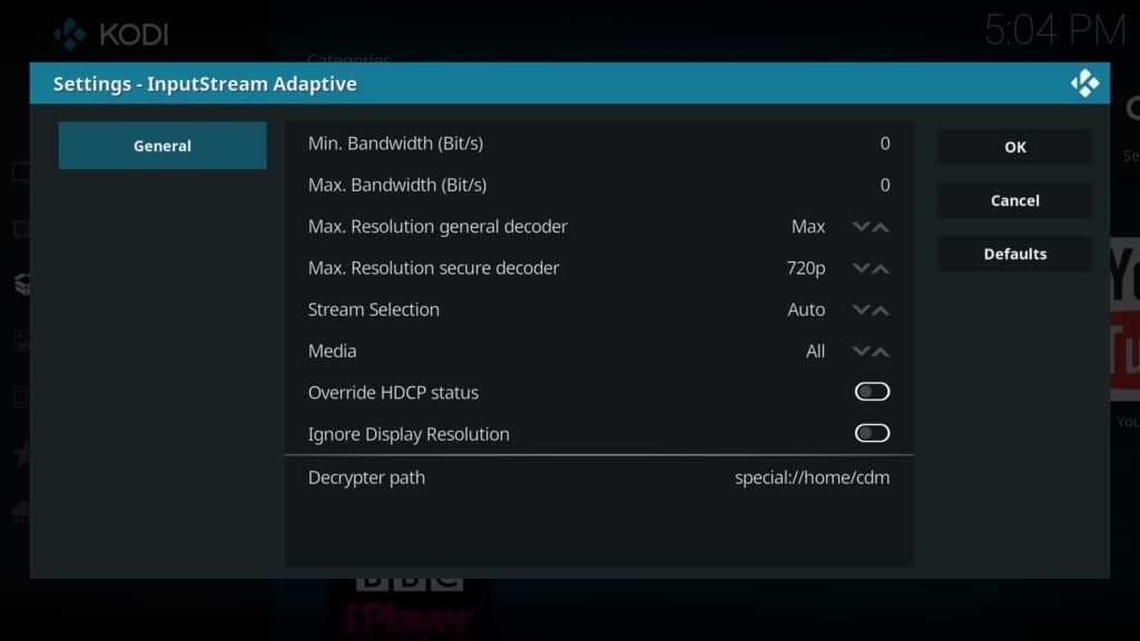 netflix addon inputstream settings