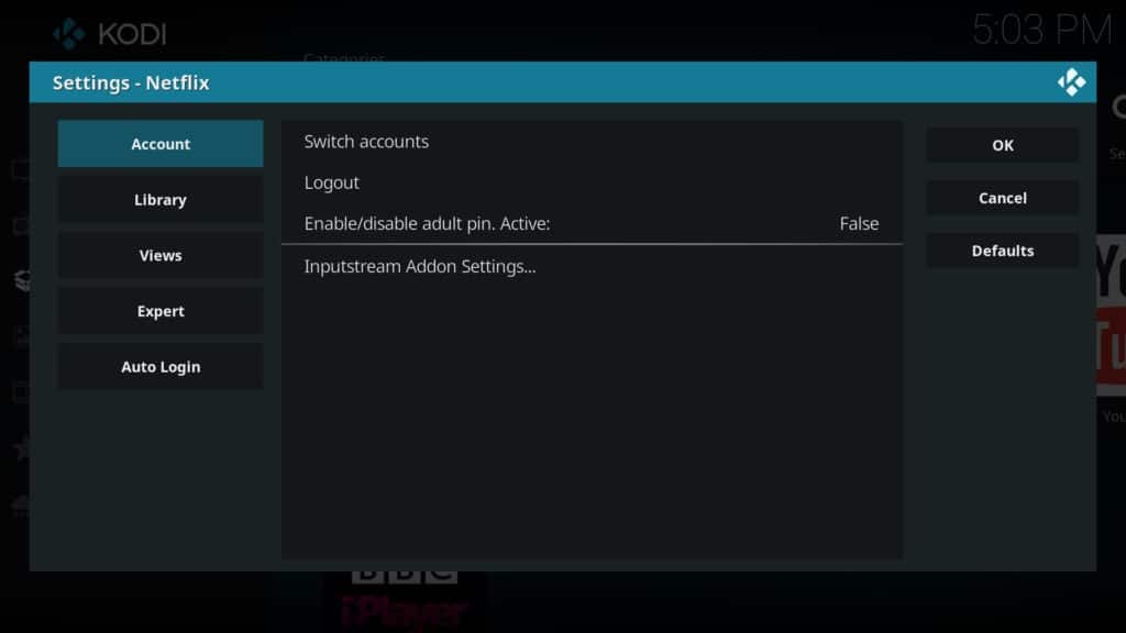 netflix kodi settings