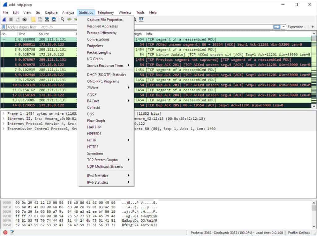 wireshark statistics 