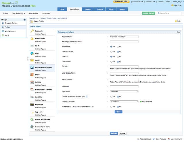 ManageEngine Mobile Device Manager Plus screenshot