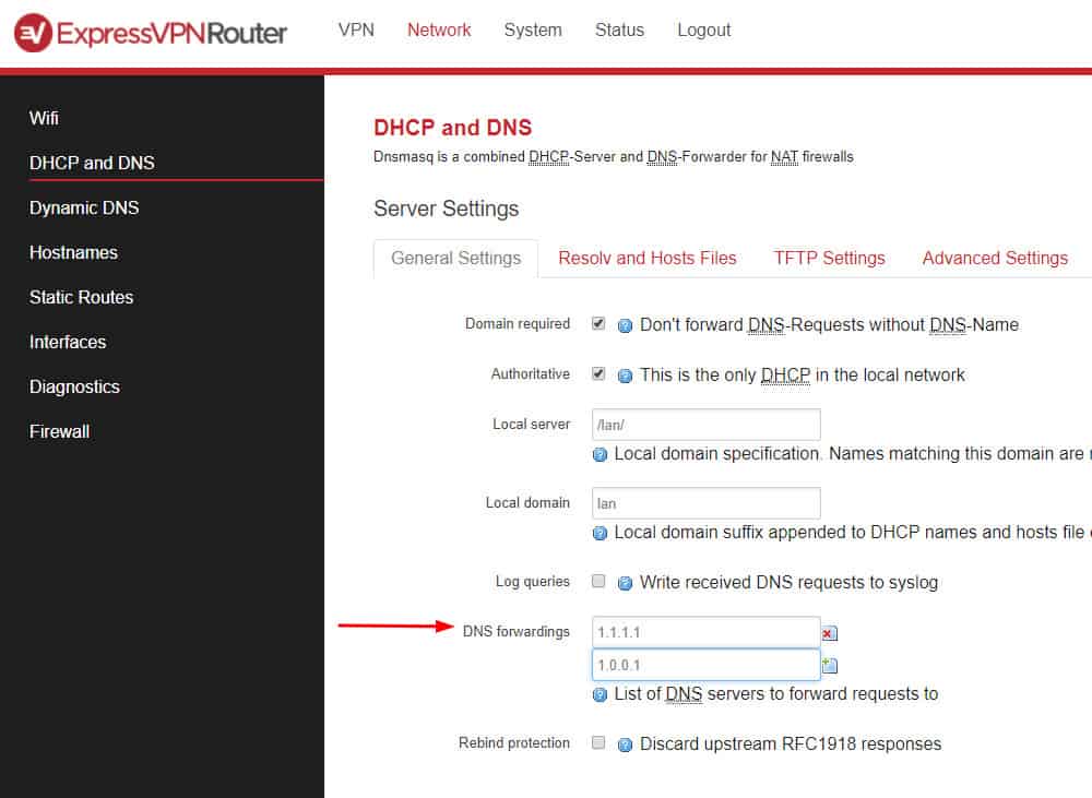 expressvpn router cloudflare dns