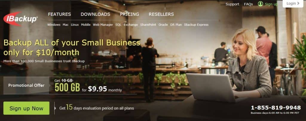 The IBackup homepage.