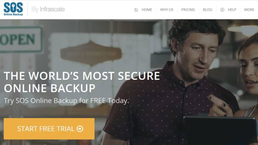 The SOS Online Backup homescreen.