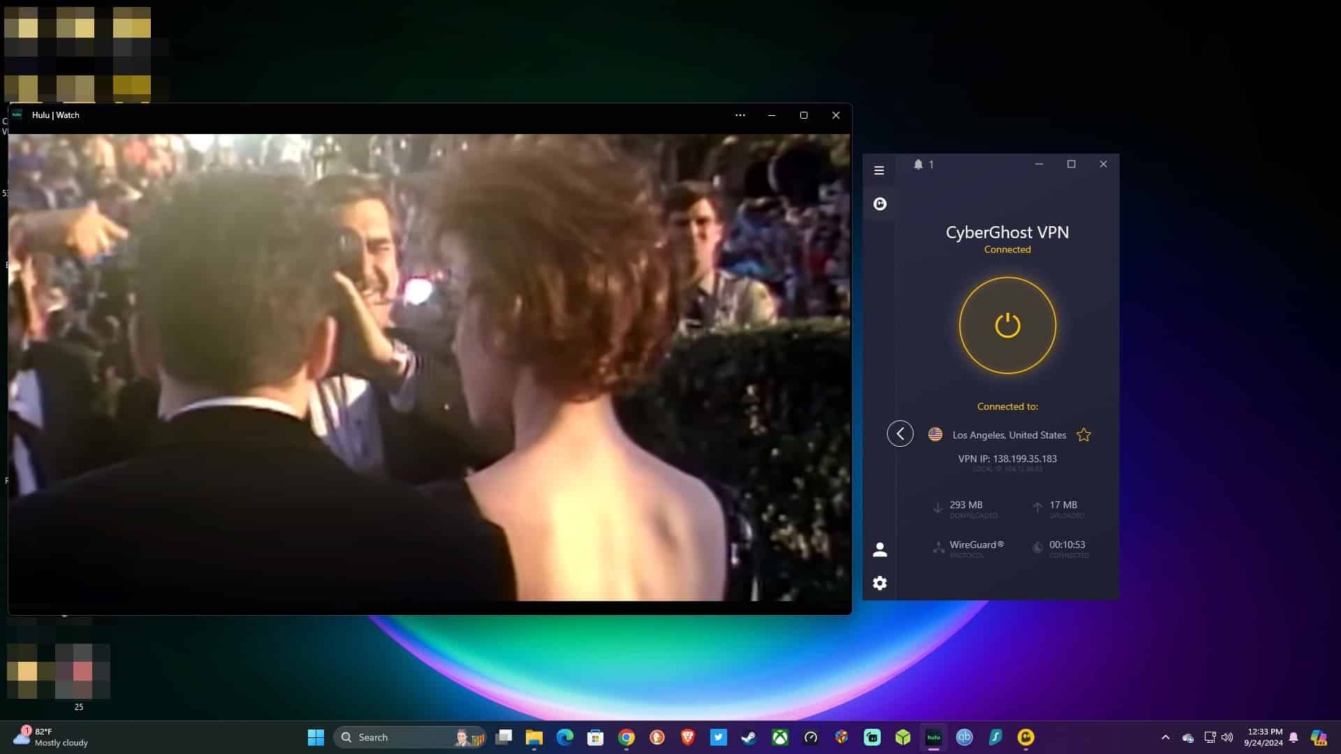 Streaming Hulu.