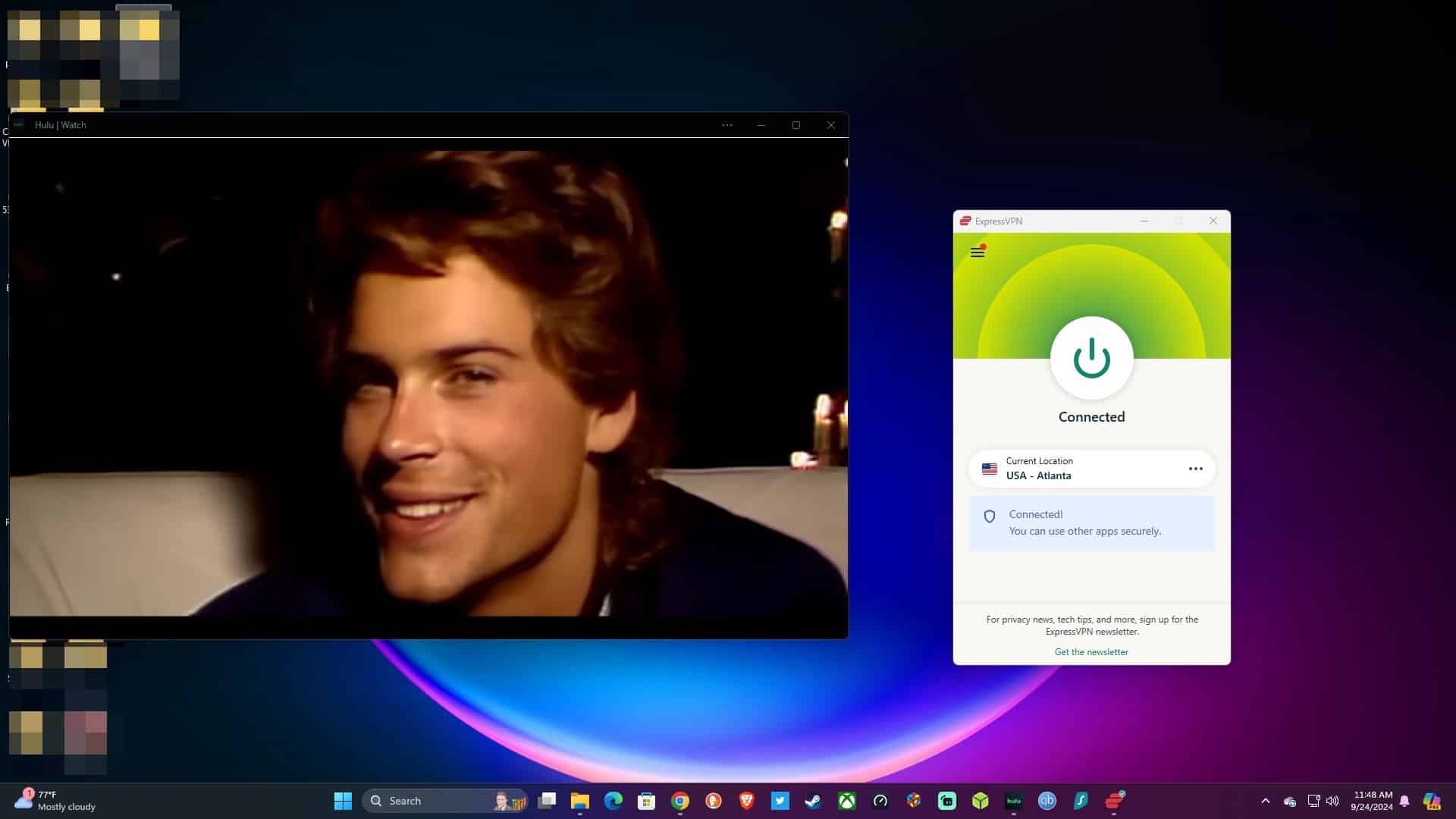 Streaming Hulu.