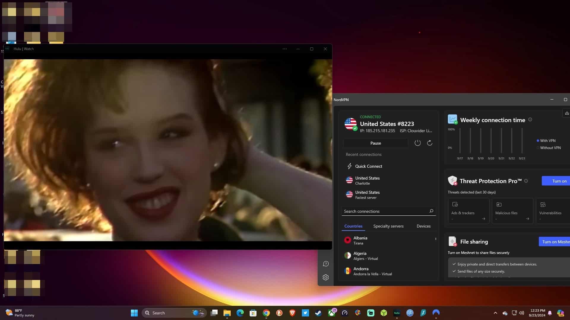 Streaming Hulu.