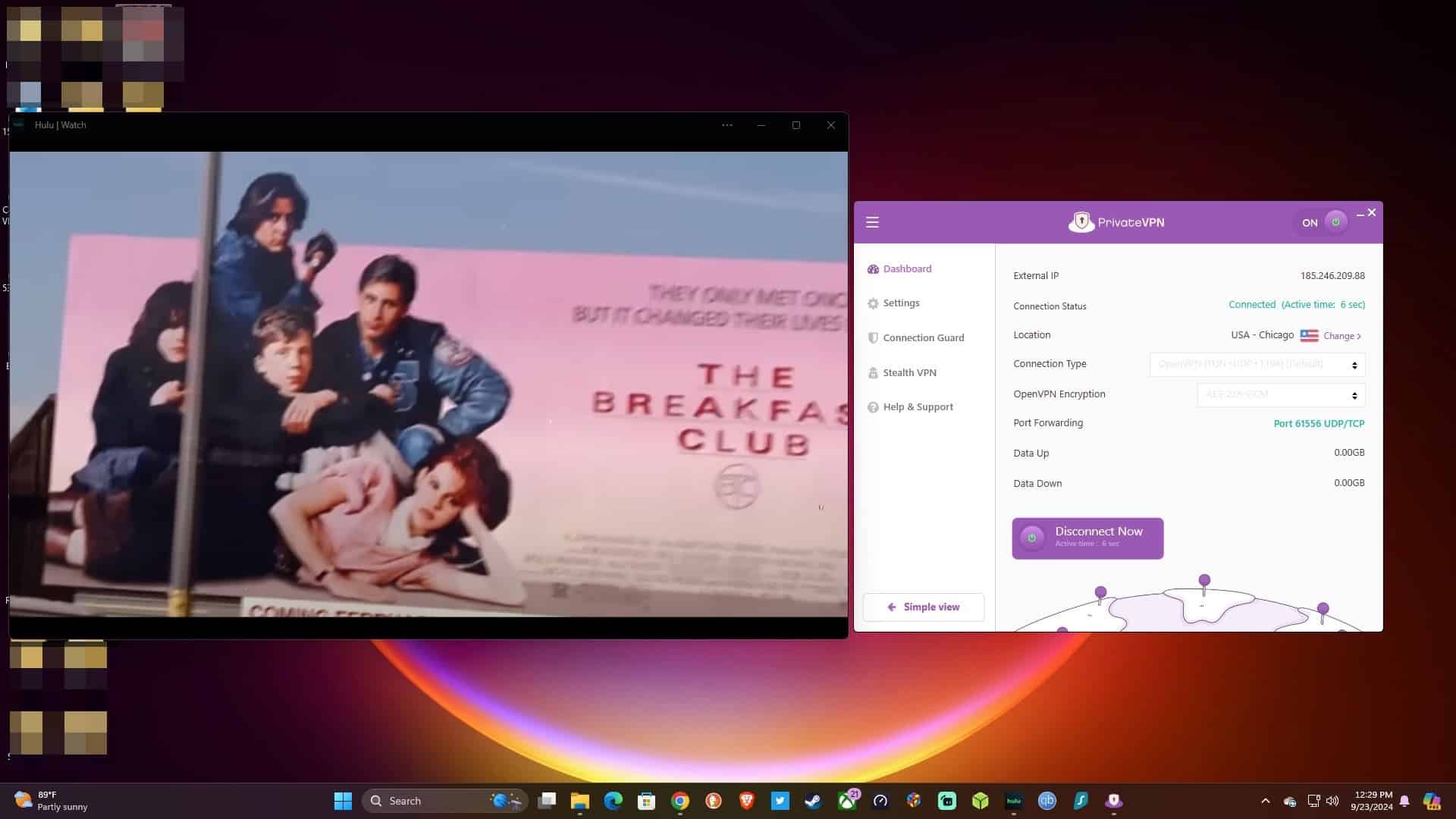 Streaming Hulu.