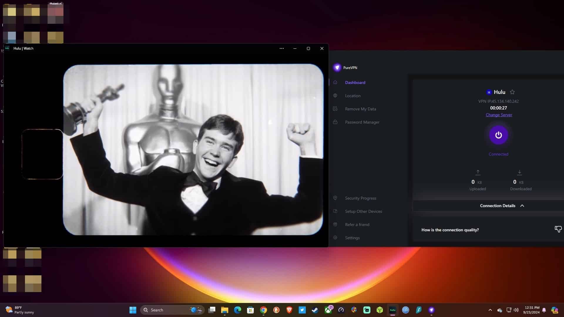 Streaming Hulu.