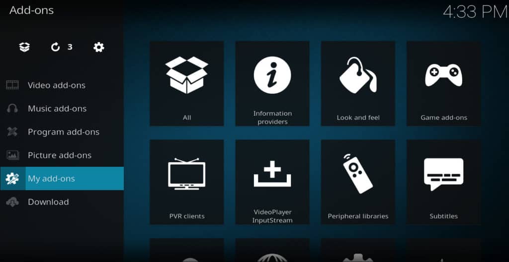Kodi myaddons