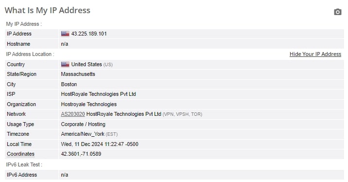 IP leak test.
