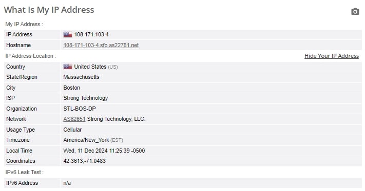 IP leak test.
