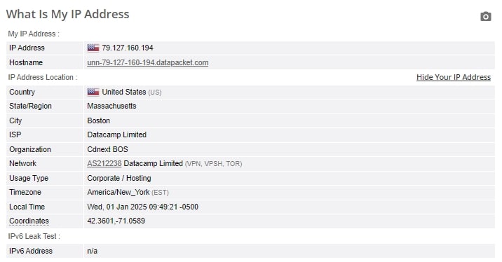 IP leak test.