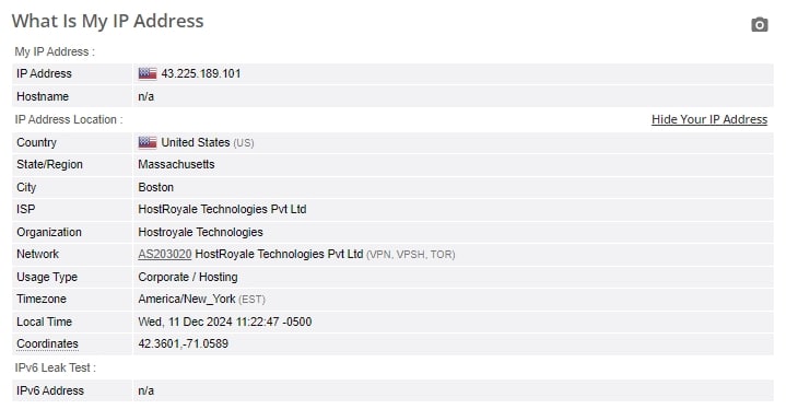 IP leak test.