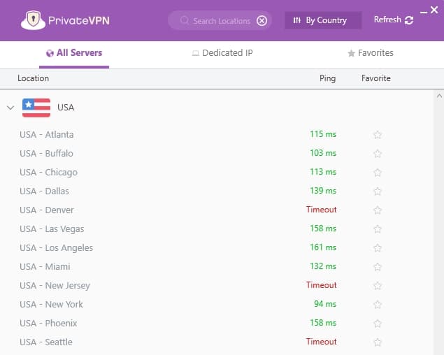 PrivateVPN's US servers.