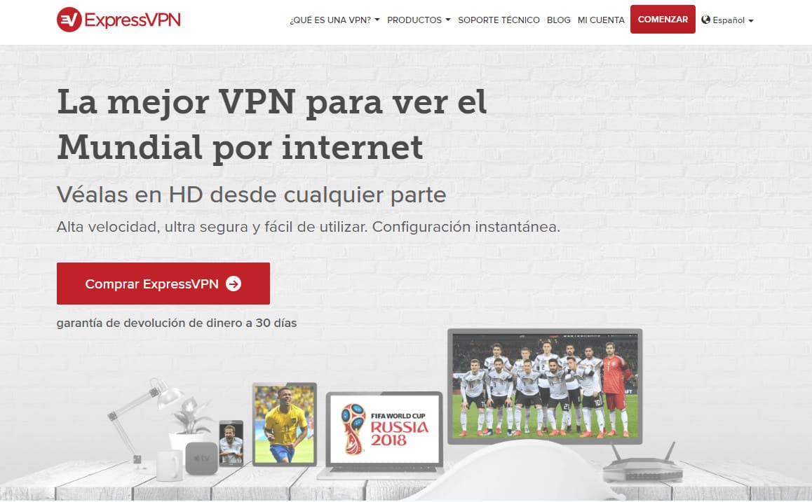 ExpressVPN Spanish world cup page