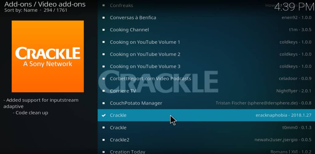 Kodi choose addon
