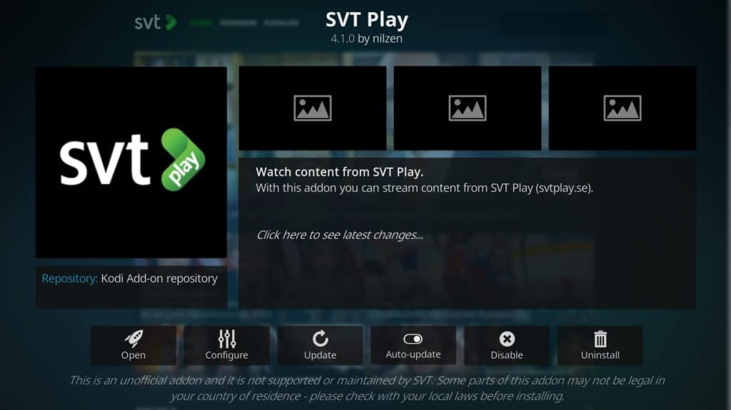 SVT Play Kodi addon
